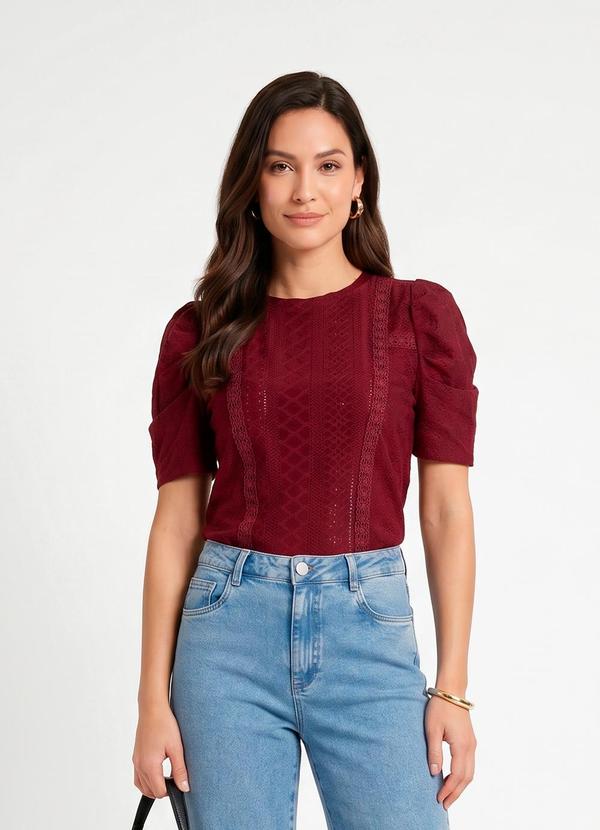 Blusa Bordô em Malha Laise
