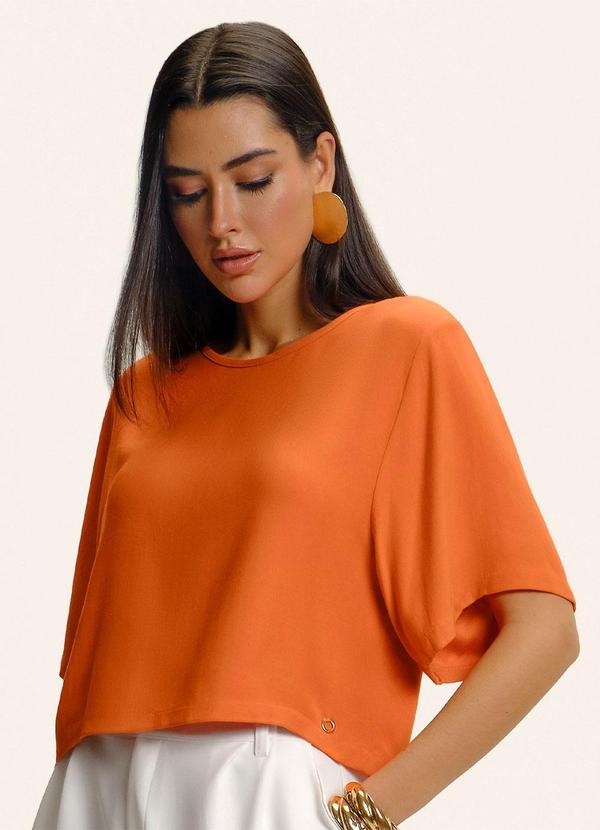Blusa Box Manga Ampla Viscose Laranja
