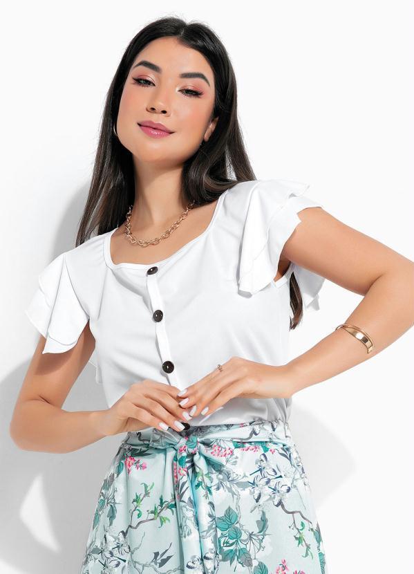 Vista 2 Blusa Branca com Babado na Manga Rosalie Rosalie