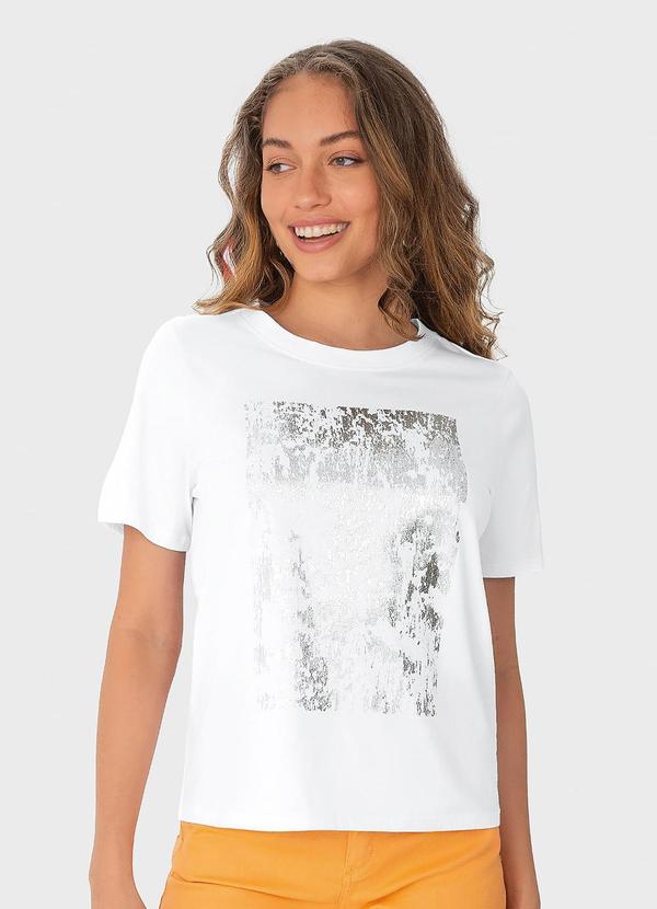 Blusa Branca em Malha com Foil