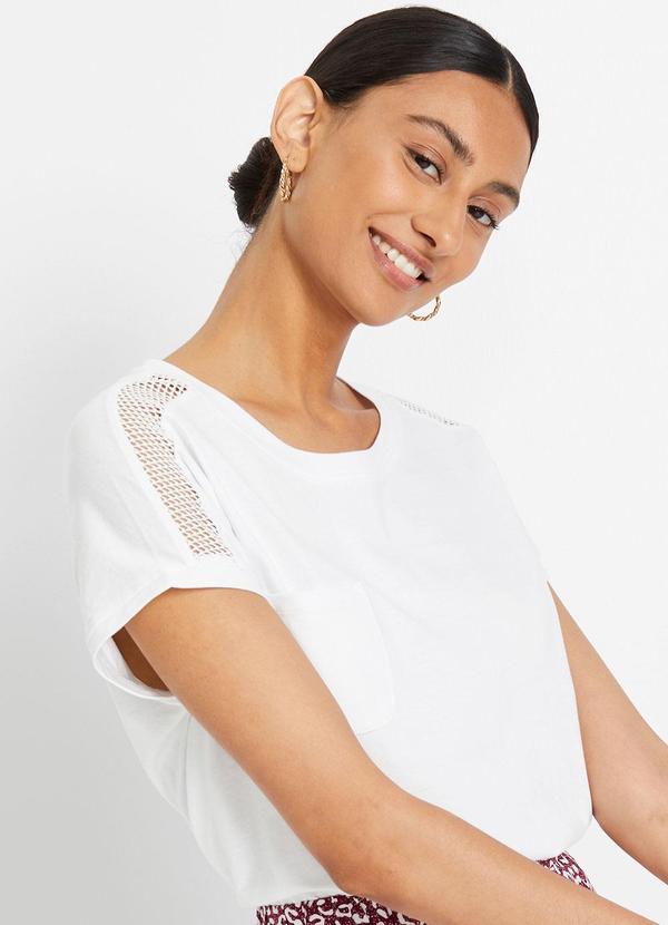 Vista 2 Blusa Branca em Malha de Algodão bonprix bonprix