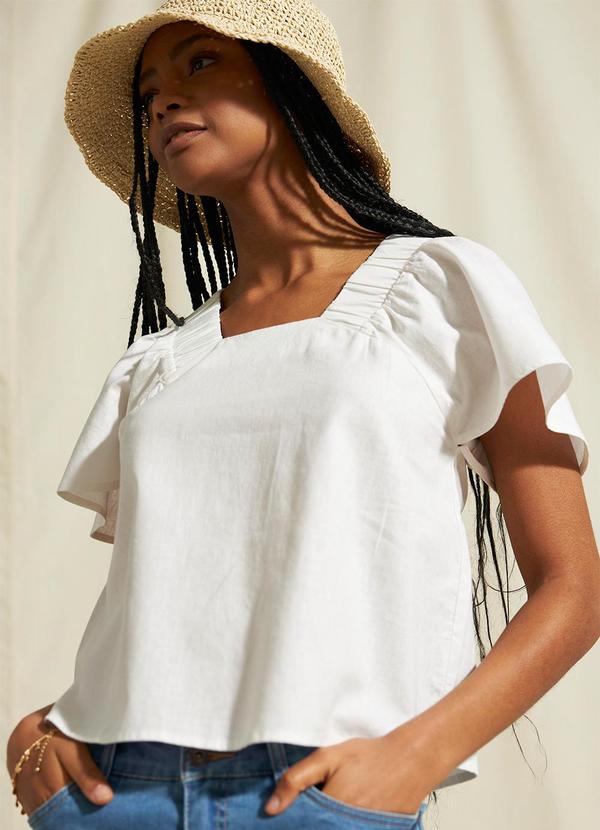Blusa Branca em Tricoline