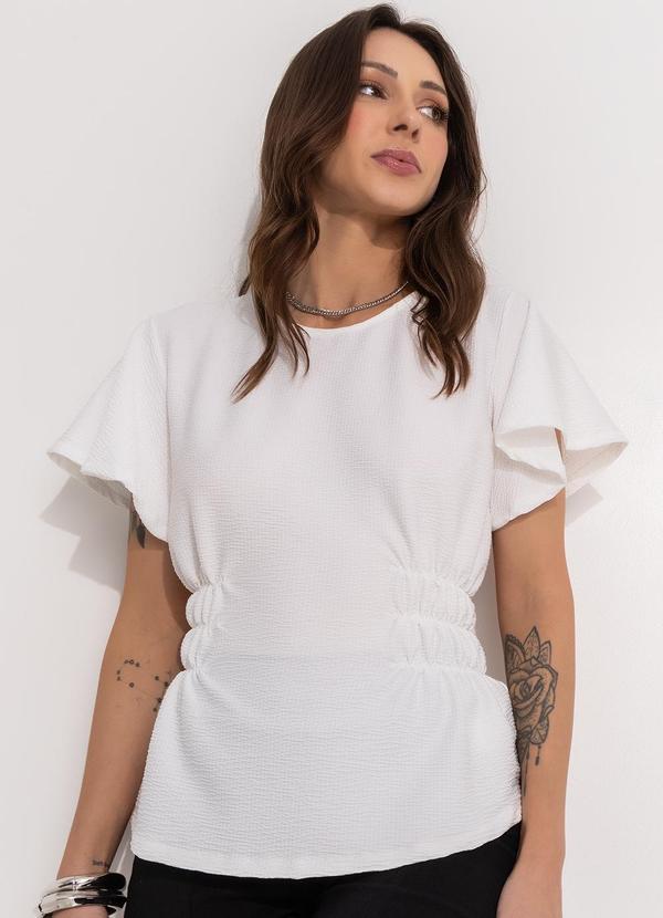 Vista 2 Blusa Branco em Malha Anarruga Bimini Bimini
