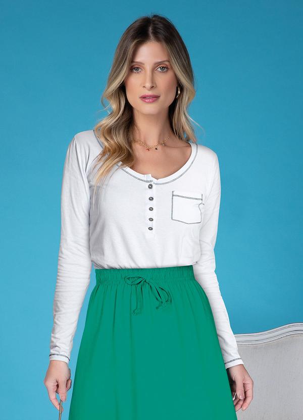 Vista 2 Blusa Branco em Malha de Algodão bonprix bonprix