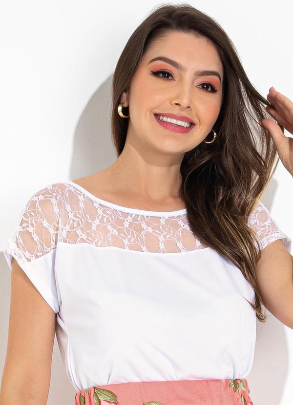Vista 2 Blusa Branco em Malha Rosalie Rosalie