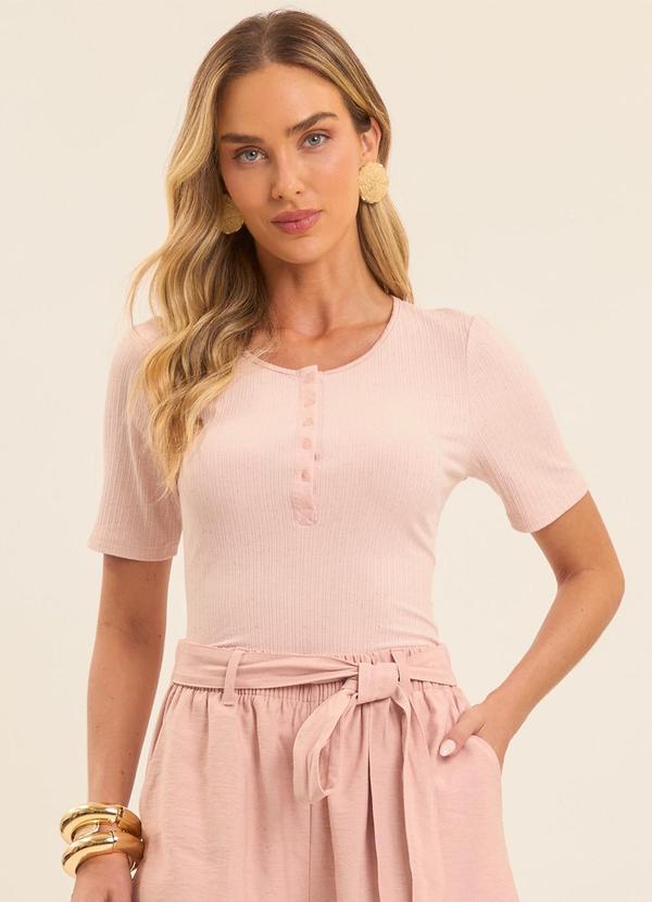 Vista 2 Blusa Brisa Canelada Rosa Doce Trama Doce Trama