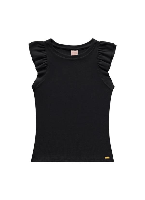 Blusa com Mangas Babado Preto