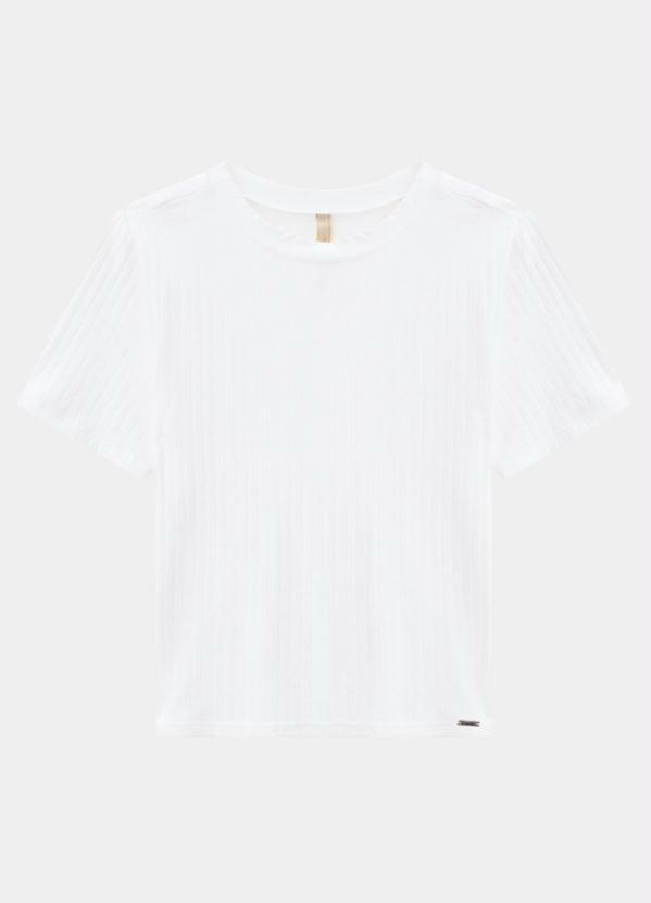 Vista 2 Blusa Canelada Básica Branco Lunender Lunender