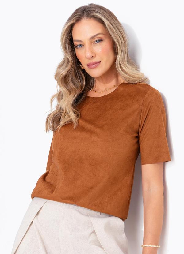 Blusa Caramelo em Malha Suede