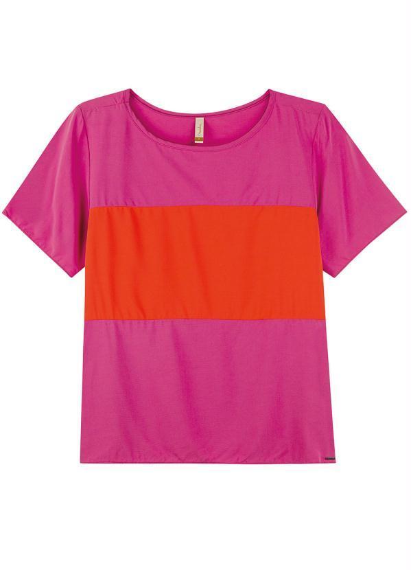 Vista 2 Blusa Casual Comfy Moderna Detalhe Central Rosa Marialícia Marialícia