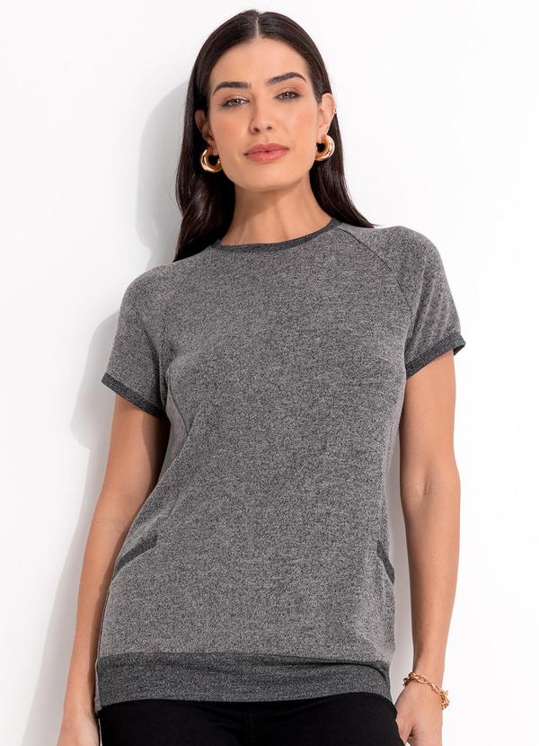 Blusa Cinza em Malha Tricô