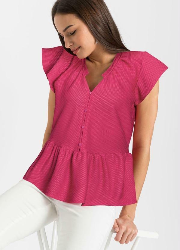 Vista 2 Blusa com Babado na Barra Pink bonprix bonprix