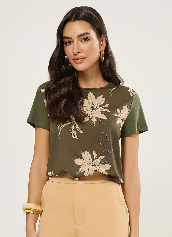Blusa com Estampa Flowers Verde Cacto