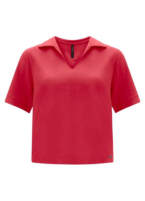Blusa com Gola e Decote em V Vermelho
