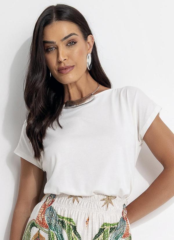 Blusa com Mangas Curtas Off White