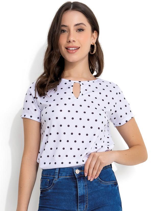 Vista 2 Blusa com Vazado no Decote Poá Preto Moda Pop Moda Pop