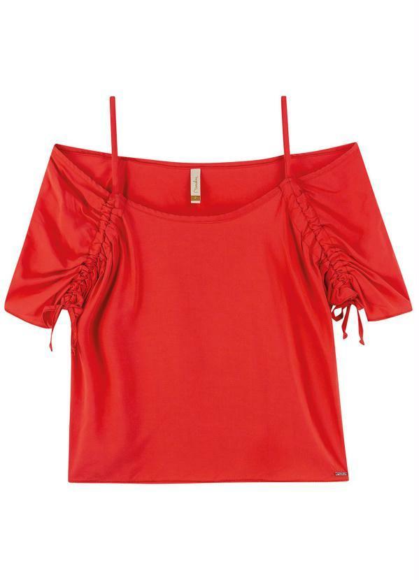 Vista 2 Blusa Criativa Comfy Ciganinha Vibrante Vermelho Marialícia Marialícia