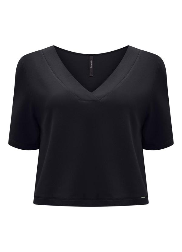 Blusa Cropped com Decote em V Preto