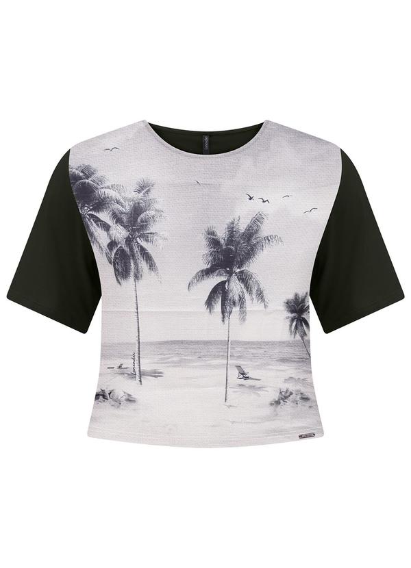 Vista 2 Blusa Cropped com Frente Estampada Preto Lunender Lunender