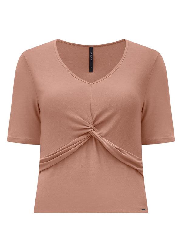Vista 2 Blusa Cropped D com Detalhe Transpassado Bege Lunender Lunender