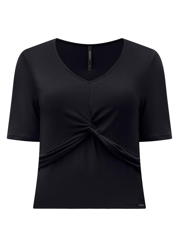 Vista 2 Blusa Cropped D com Detalhe Transpassado Preto Lunender Lunender