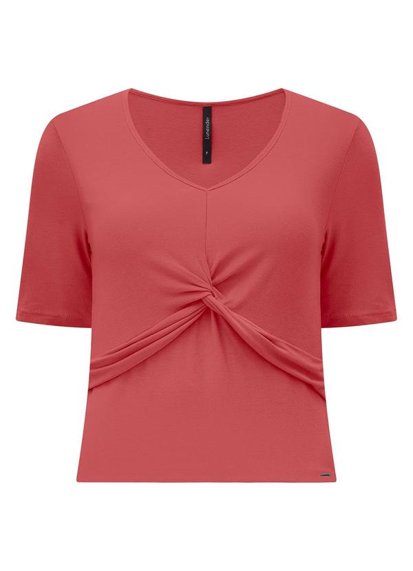 Vista 2 Blusa Cropped D com Detalhe Transpassado Rosa Lunender Lunender