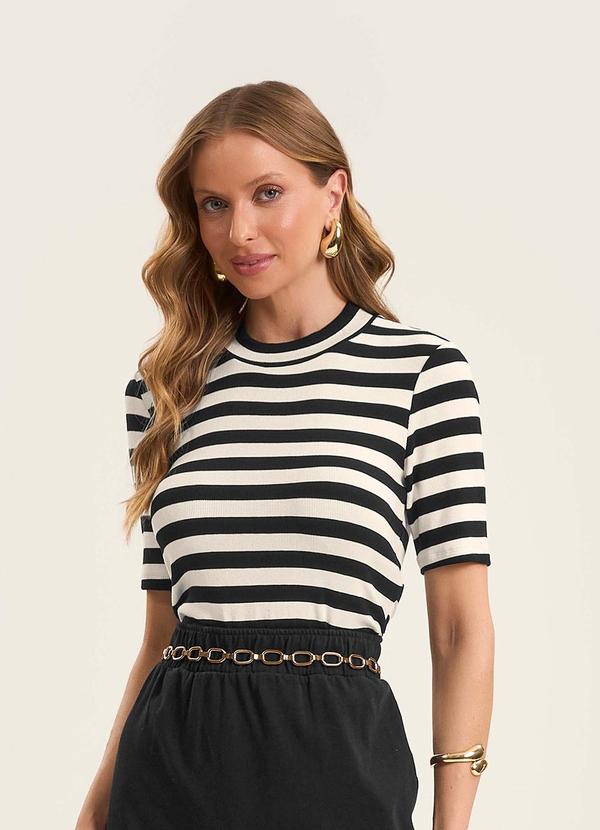 Vista 2 Blusa Cropped em Ribana de Viscose Preto Rovitex Rovitex