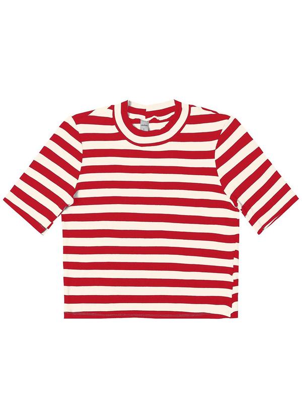 Vista 2 Blusa Cropped em Ribana de Viscose Vermelho Rovitex Rovitex