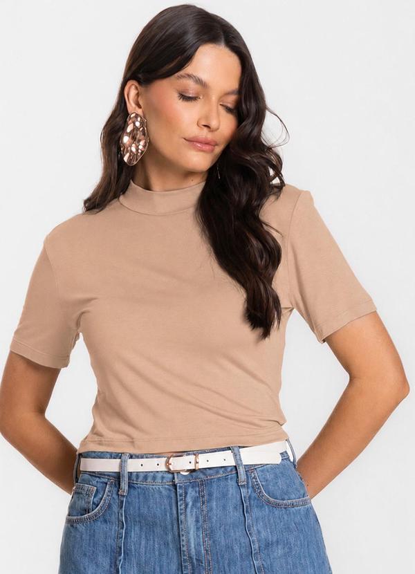 Blusa Cropped Feminina Bege