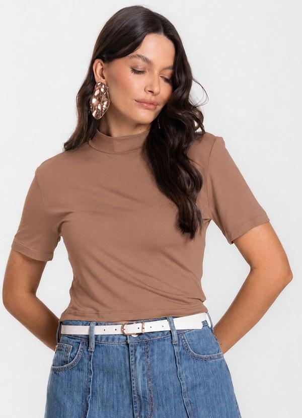 Blusa Cropped Feminina Bege