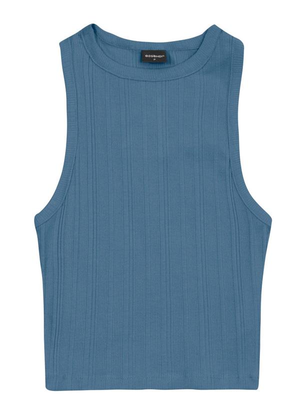 Blusa Cropped Feminina Canelada Azul