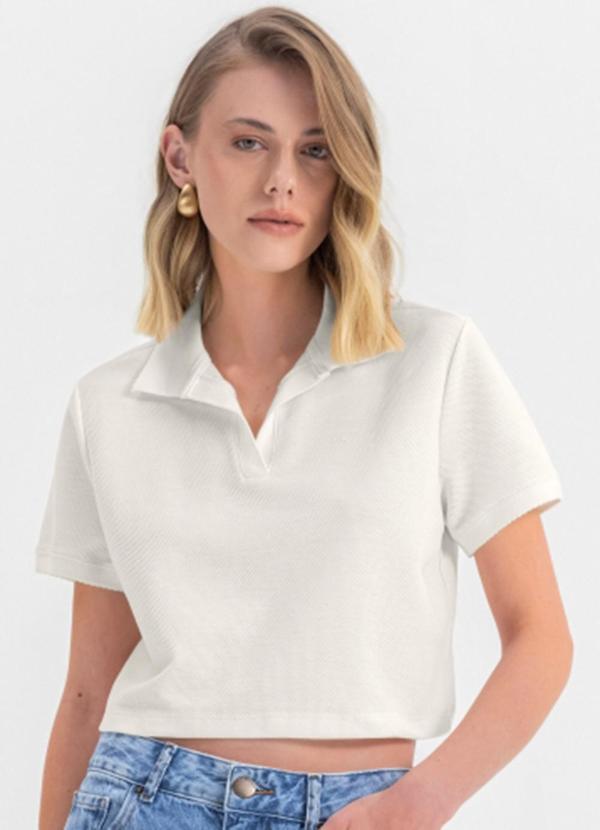 Blusa Cropped Feminina em Moletinho  Bege