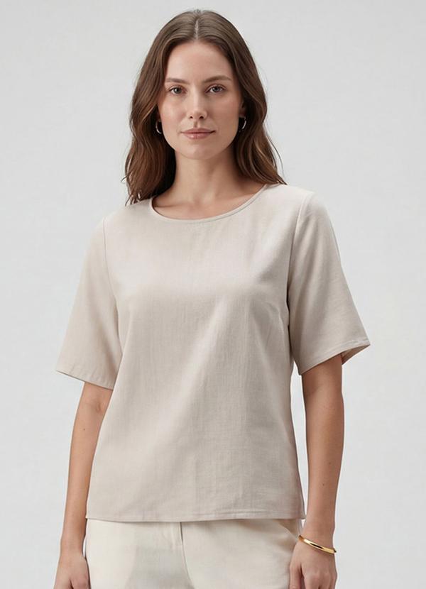 Vista 2 Blusa Cropped Feminina em Viscose Bege INFINITA COR INFINITA COR