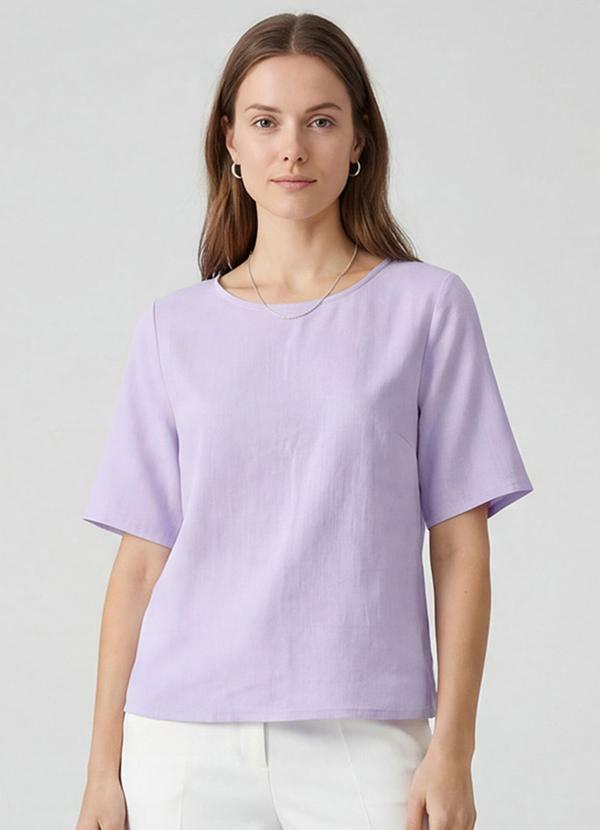 Vista 2 Blusa Cropped Feminina em Viscose Roxo INFINITA COR INFINITA COR
