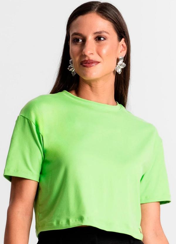 Blusa Cropped Manga Curta Verde