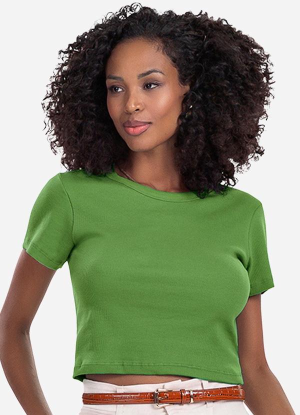 Blusa Cropped Ribana Básica Verde