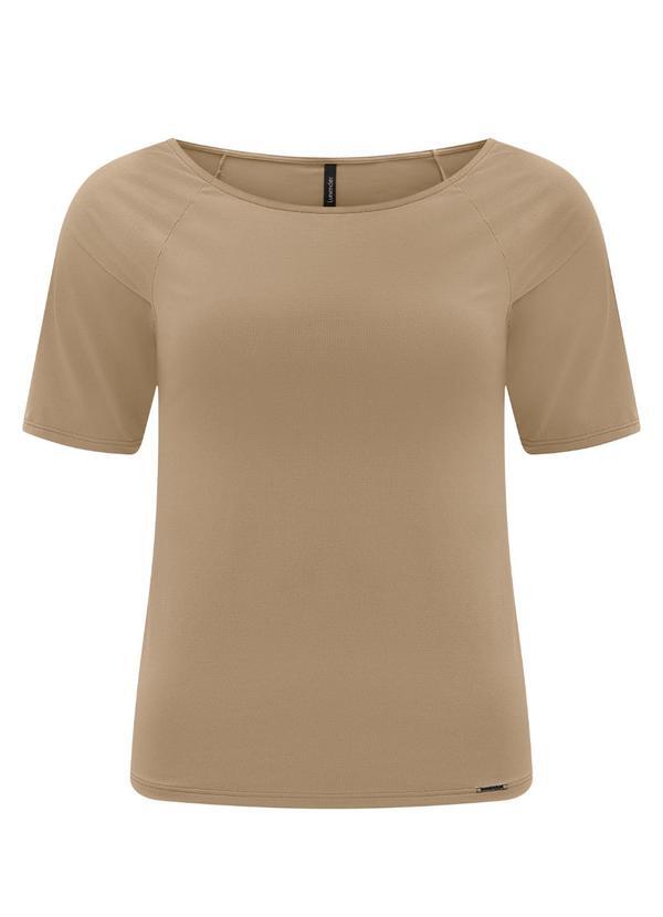 Blusa de Malha com Mangas Curtas Bege
