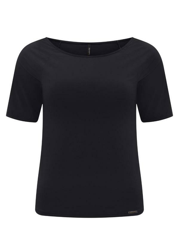 Blusa de Malha com Mangas Curtas Preto