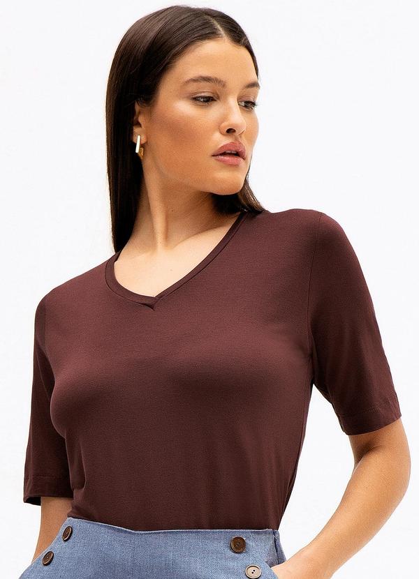 Vista 2 Blusa de Malha Cotton Diandra Marrom