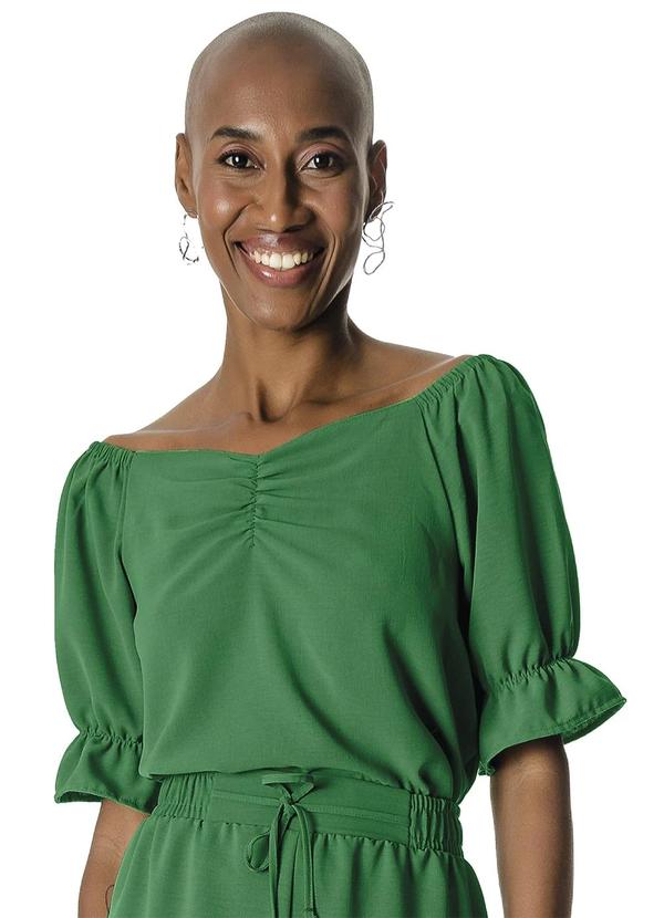 Blusa de Manga Bufante Feminina Verde