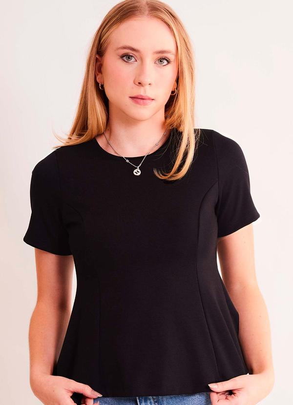 Blusa de Manga Curta Allure em Malha Bodycon Pret