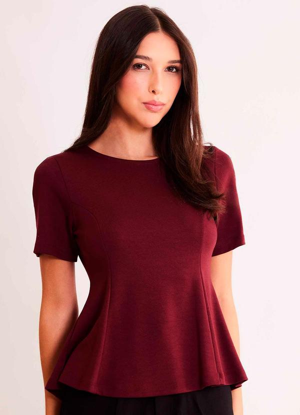 Blusa de Manga Curta Allure em Bodycon Bordô