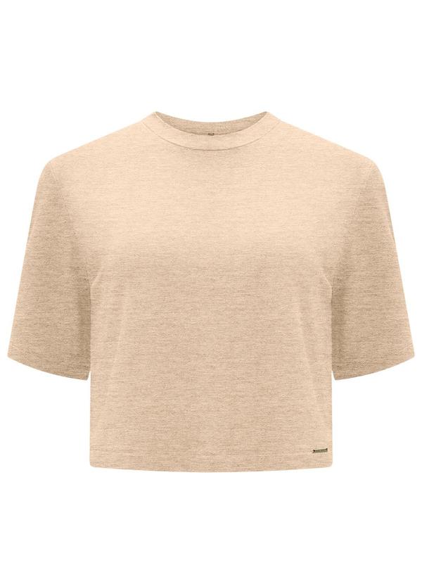 Blusa de Mangas Curtas Básica em Malha Mescla