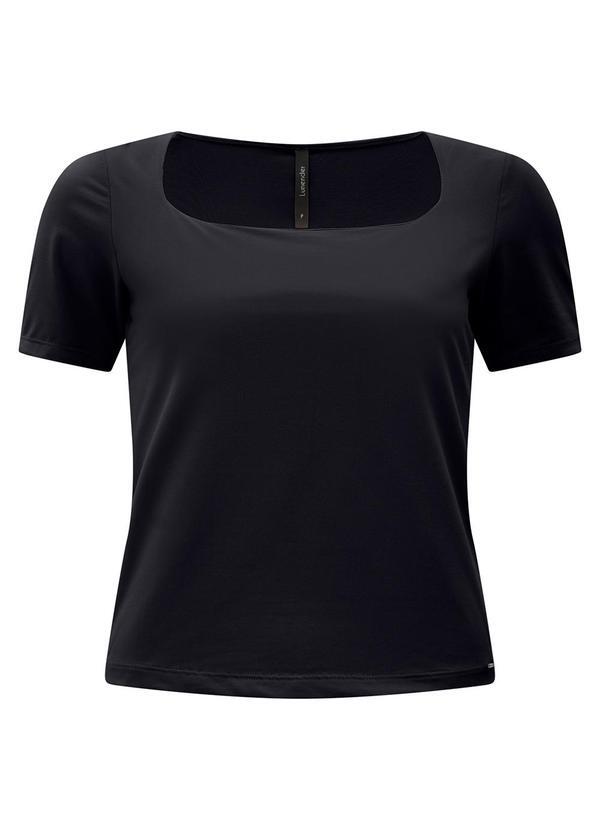 Vista 2 Blusa de Mangas Curtas com Decote Quadrado Preto Lunender Lunender