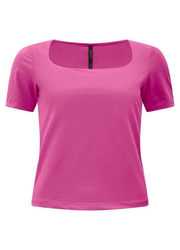 Vista 2 Blusa de Mangas Curtas com Decote Quadrado Rosa Lunender Lunender
