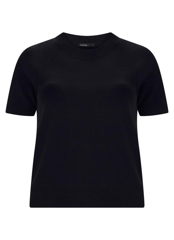 Blusa de Mangas Curtas em Malha Tricô Preto
