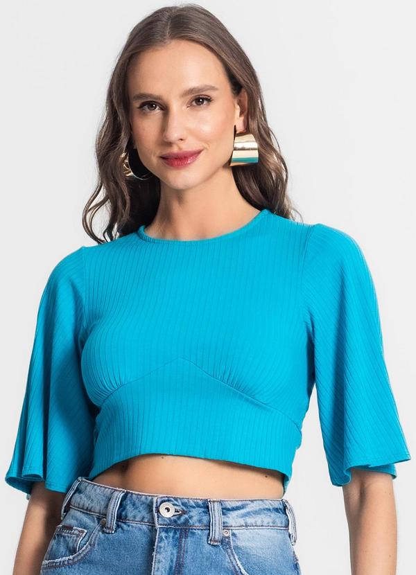 Blusa de Ribana Canelada Feminina Azul