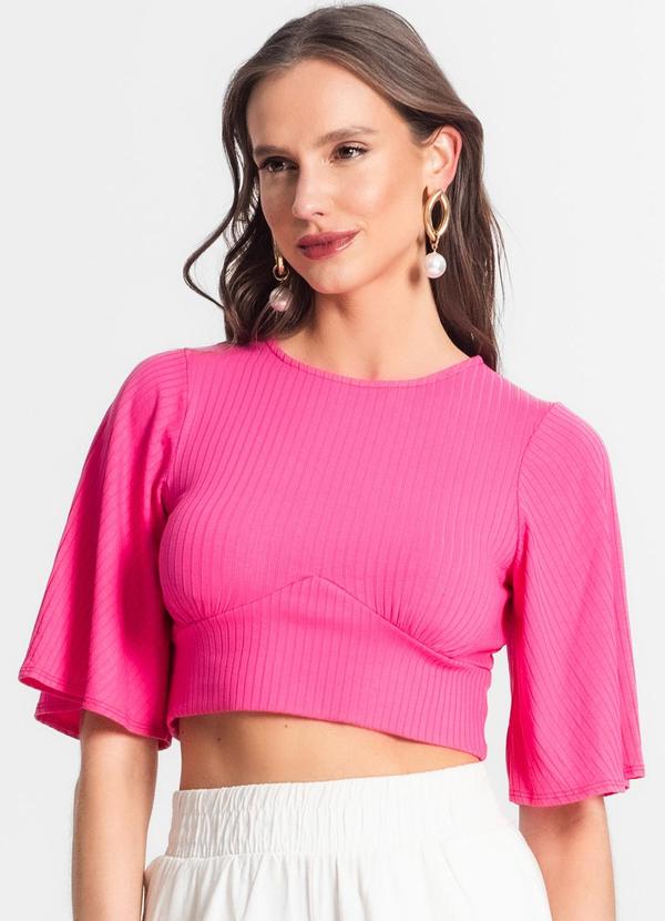 Blusa de Ribana Canelada Feminina Rosa