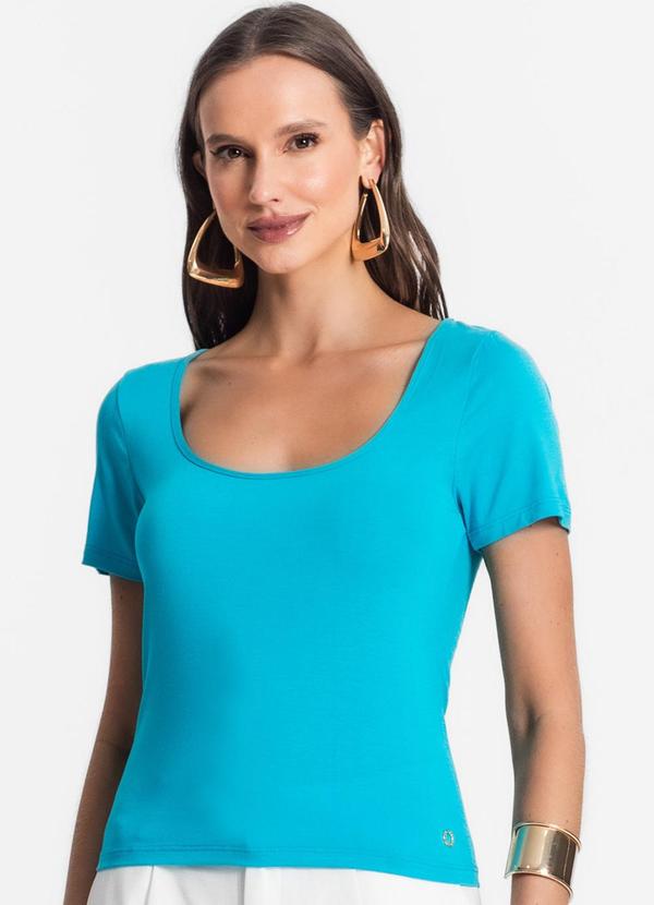 Blusa de Viscotorcion Decote Azul