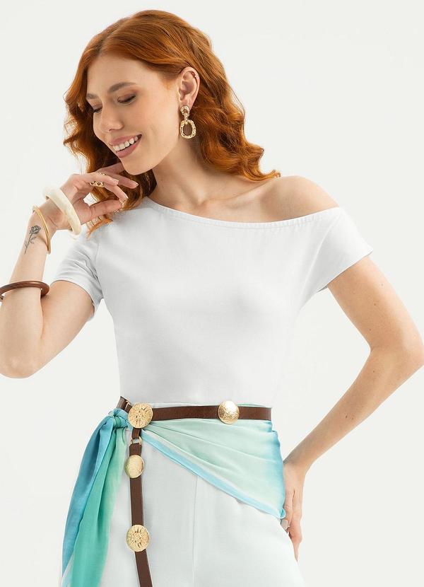 Blusa Decote Ombro a Ombro em Cotton Branco